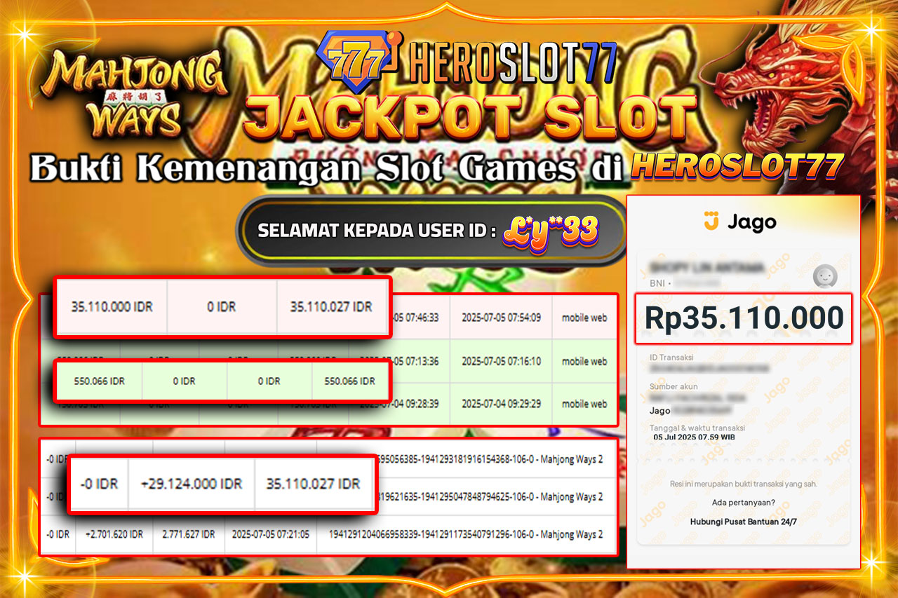 HEROSLOT77 JACKPOT SLOT MAHJONG WAYS  2 Rp35.110.000,- LUNAS!!!